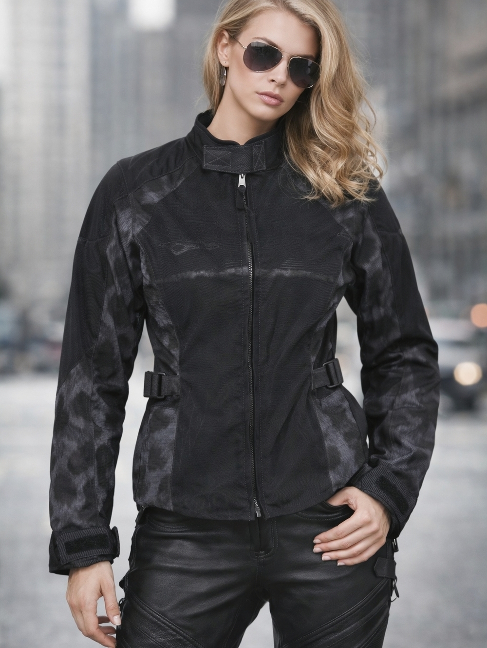Teknic Sequoia Women’s Black Leopard Cordura Motorcycle Jacket Size4